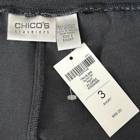 Chico's Travelers Wide Leg Pants Size 3 Short 16S Gray NWT - Picture 7 of 9